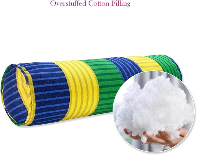 Outdoor Waterproof Decorative Bolster Pillows with Inserts for Patio Furniture, 20x6 Inch Fade Resistant Patio Garden Neck Roll Cushions for Couch Bed Sofa, Striped Multi