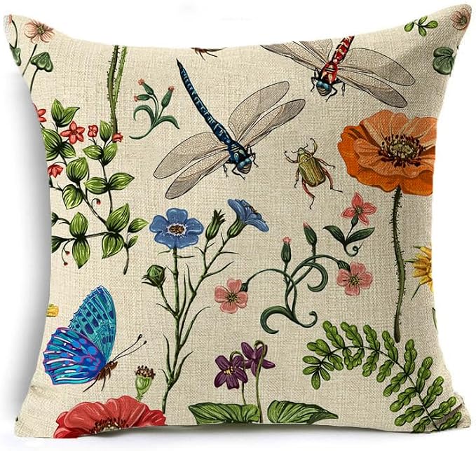 Outdoor Pillows Waterproof Spring Summer Pillow Covers 18x18 Inch Set of 4 Floral Farmhouse Throw Pillows Decorative Cushion Cases for Outdoor Couch Sofa Patio Furniture Home Decoration
