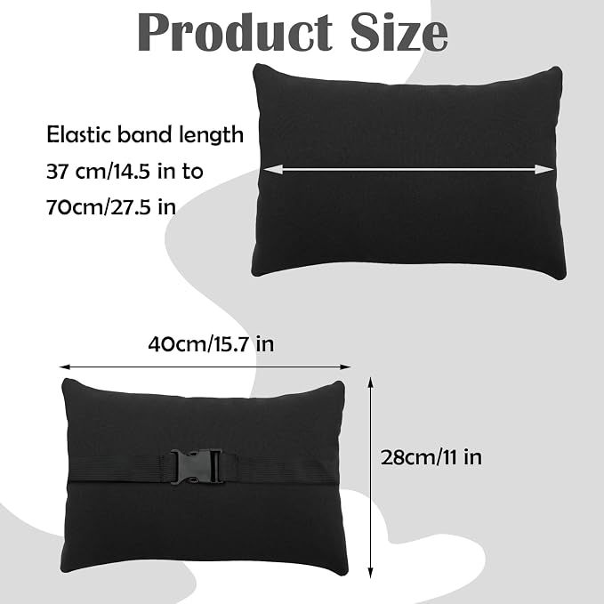 Chaise Lounge Head Resting Pillows, Waterproof Outdoor Pillows | 2 Pack Head Support Pillow with Adjustable Elastic Stripe for Garden Furniture Decorative, Khaki