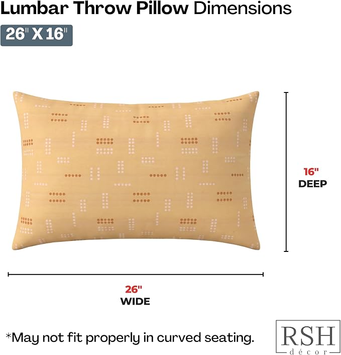 RSH DECOR: Sunbrella Jumbo Lumbar Pillows Set of 2 | 26" x 16" | Water and Fade-Resistant Performance Fabric | Outdoor Pillow Covers with Down-Alternative Inserts | Made in USA (Jot Dot Sunshine)