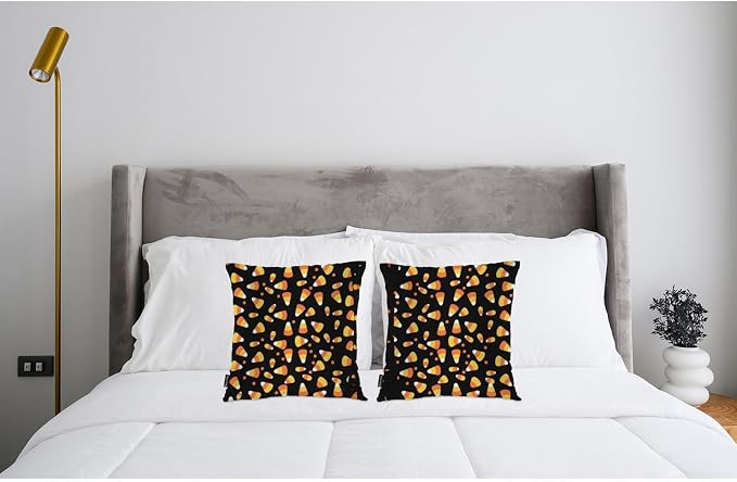 Swono Throw Pillow Covers Candy Corn, Halloween Candy Corns Sweet Triangle Accent Cushion Covers Decorative Pillowcase for Men Women, Livingroom Sofa Bed Pillows Covers, 18x18 Inch Set of 2, Yellow