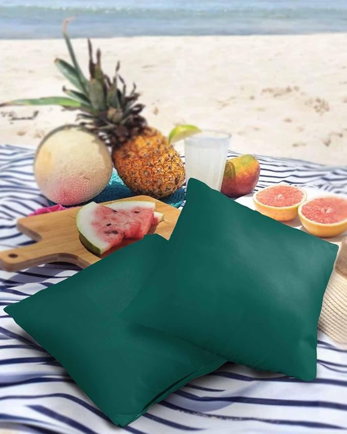 Outdoor Waterproof Throw Pillow Covers Set of 2 Aventurine Green Pillowcases 16x16 Inches Simple Style Patio Decorative Pillows Cushion Case Patio Pillows for Couch Bed Chair Garden