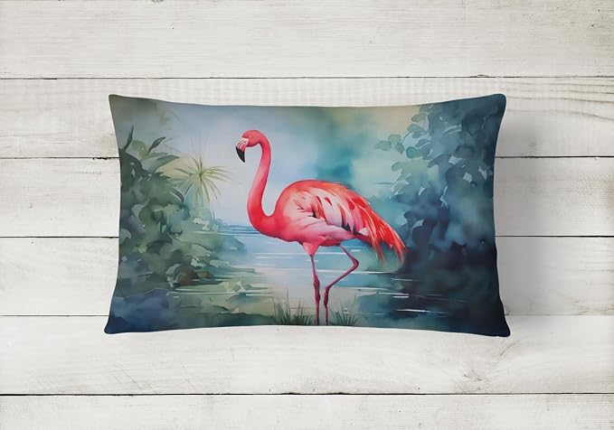 Caroline's Treasures DAC2861PW1216 Flamingo Throw Pillow Machine Washable, Indoor Outdoor Decorative Pillow for Couch, Bed or Patio, 12HX16W