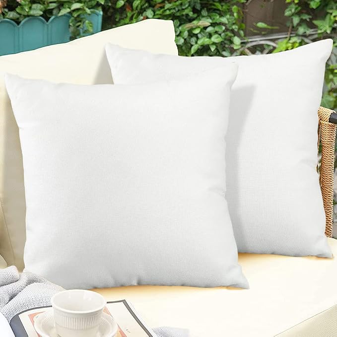 OTOSTAR Pack of 4 Outdoor Waterproof Throw Pillow Covers Decorative Pillow Covers Square Patio Balcony Pillow Case Cushion Case Pillows Shell for Couch Bed Tent Sofa Decor 18x18 Inch (Cream White)