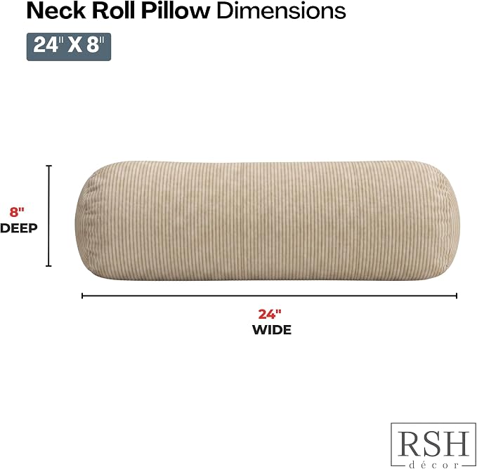 RSH DECOR: Neck Roll Pillows Set of 2 | 24” x 8” | Outdoor Bolster for Patio, Deck, Porch, or Poolside Chairs | Fade & Water-Resistant | Made in USA (Logic Bones)