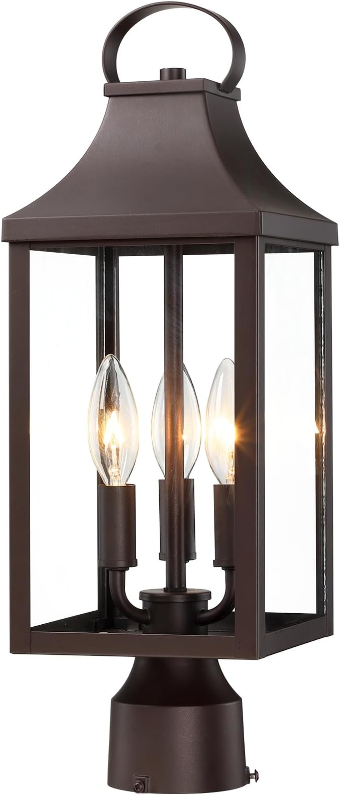 18.62 Post Light Outdoor, Large 3-Light Lamp Post Light Fixture, Brown | Modern Pillar Outside Lighting Waterproof Post Lantern Lamp Outdoor Post Light Fixtures Pole Lights for Porch, 1 Pack