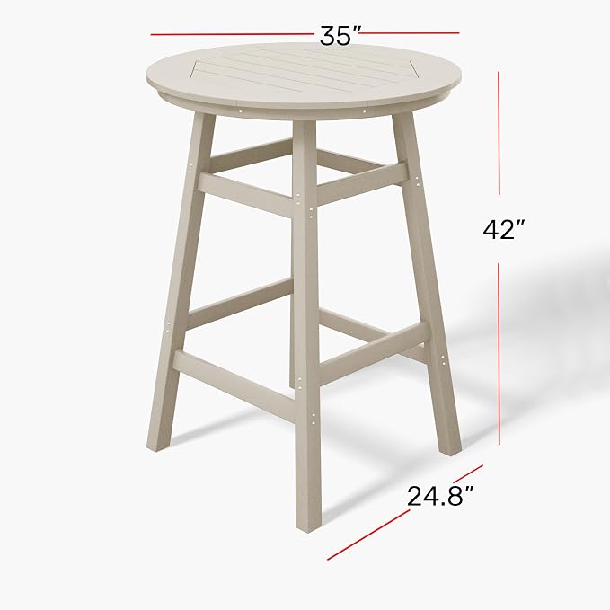 WestinTrends Malibu Outdoor 35" HDPE Round Patio Bar Height Table, Dark Green