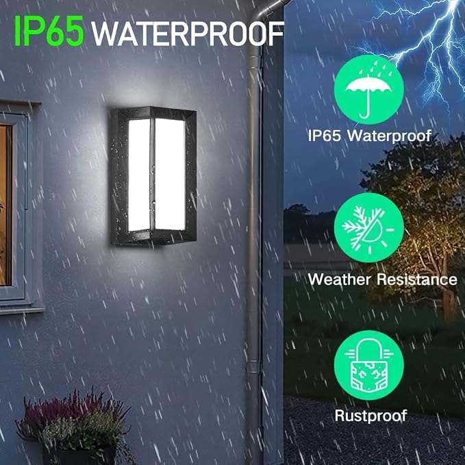 Outdoor Wall Sconce Lights, 2Packs 24W 5000K Daylight White Aluminum Exterior Light Fixture Wall Mount Ip65 Waterproof, Led Porch Light for Garage Walkway Hallway Backyard Garden