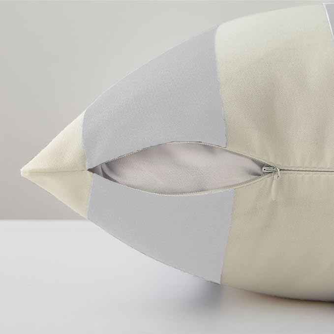Allorry Outdoor Pillow Covers 18x18 Gray Striped Outdoor Decor JB007P18 | Striped Pillow Covers|for Spring Summer Outdoor Waterproof Garden Patio Furniture Sofa Bed Home Decor
