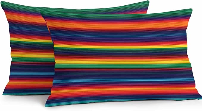 Outdoor Throw Pillow Covers Waterproof Pillow Cases 20x12 Colorful Mexican Stripes Ethnic Style Decorative Pillow Covers Cushion Cases for Couch Sofa Patio Garden 2 Pack Orange Gradient Geometric
