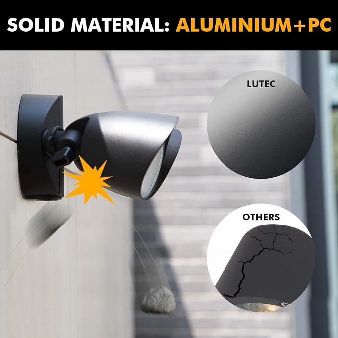 LUTEC 6222B-D2D 3500 Lumen 32 Watt Dusk to Dawn Dual-Head Flood Light Outdoor Waterproof Exterior Security Floodlight Light, Full Metal Design for Patio, Garden, Yard-Black