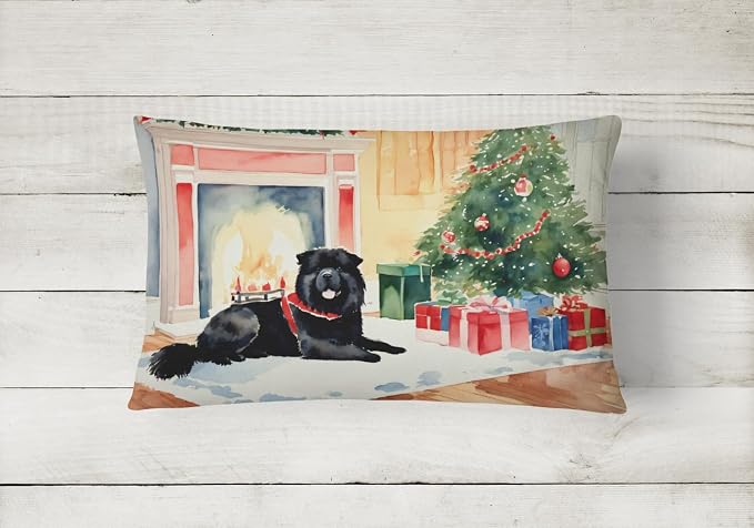 Caroline's Treasures DAC2633PW1216 Chow Chow Cozy Christmas Throw Pillow Machine Washable, Indoor Outdoor Decorative Pillow for Couch, Bed or Patio, 12HX16W