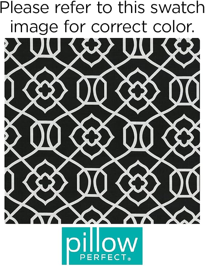 Pillow Perfect Trellis Indoor/Outdoor Tufted Wicker Chair Pad with Ties, 2 Count, 18.5 x 19, Black Kirkland Black