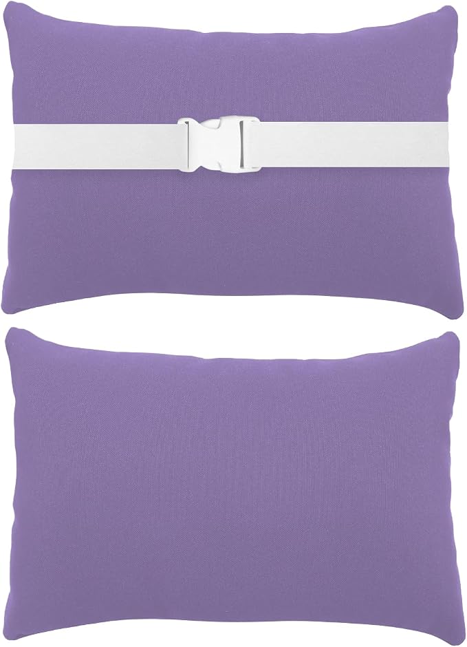 Chaise Lounge Head Resting Pillows, Waterproof Outdoor Pillows | 2 Pack Head Support Pillow with Adjustable Elastic Stripe for Garden Furniture Decorative, Purple