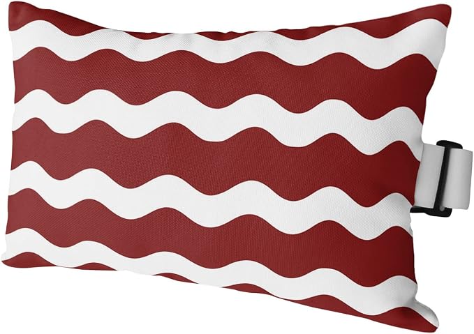 Outdoor Pillows Covers with Inserts Red Sea Wave Ripple Waterproof Recliner Pillow with Adjustable Strap Throw Pillows for Patio Furniture Pool Lounge Chair, 11x16 inch, 1PCS