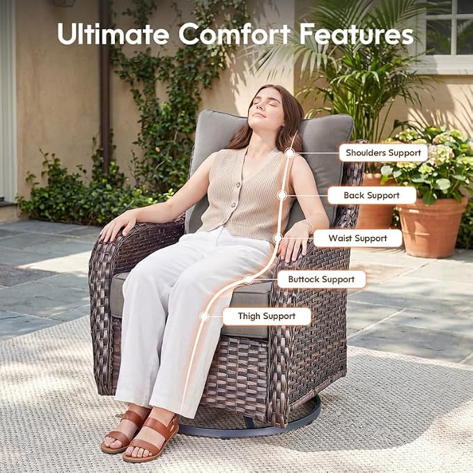 Luxury 22*24*6in Outdoor Patio Cushions, 2 Pieces Grey Outdoor Cushion | 6'' Thick Outdoor Cushions, Water-Resistant, Reversible, Removable Cover, for Patio Chairs Sofa Couch Loveseat