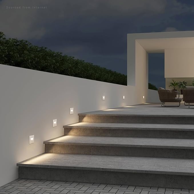 LEONLITE 6-Pack 5CCT 120V LED Step Lights, Vertical, White | 150LM, 5%-100% Dimmable, CRI90, ETL, Indoor Outdoor Stair Lights, Wet Location, 2700K/3000K/3500K/4000K/5000K, Aluminum