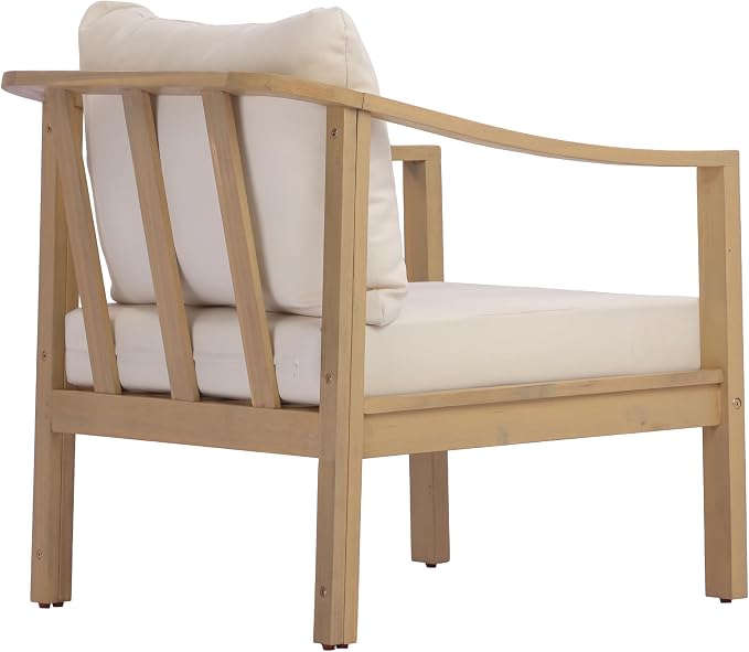 Merax 5 Piece All-Weather Acacia Wood Outdoor Conversation Set, 8-Seater | Patio 2 3-Seater Sofas, 2 Club Chairs with Coushions, 1 Coffee Table for Backyard, Deck, Poolside, Easy Assemble, Teak+ Beige