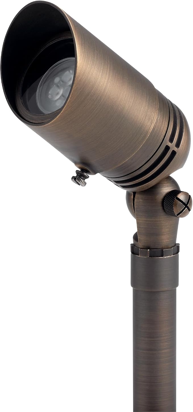 Kichler 12V MR-16 Adjustable Cowl Brass Accent Light in Centennial Brass, Directional Landscape Light Fixture, 15485CBR, (2.5" W x 2.5" H x 6" L)