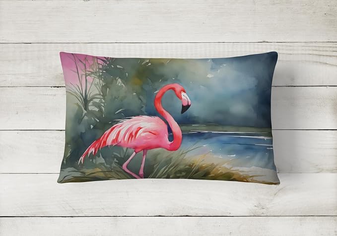 Caroline's Treasures DAC2863PW1216 Flamingo Throw Pillow Machine Washable, Indoor Outdoor Decorative Pillow for Couch, Bed or Patio, 12HX16W
