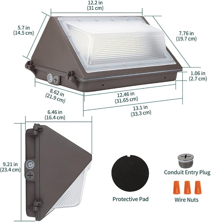 100W LED Wall Pack with Dusk to Dawn Photocell, 13000LM | 5000K Cold White 100-277V, IP65 Waterproof Commercial Outdoor LED Wall Lights for Parking Lot, Yard, Warehouse, ETL Listed