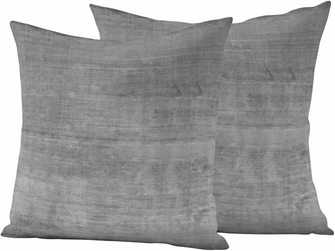 Vandarllin Outdoor Throw Pillows Covers 24x24 inch Set of 2 Waterproof Grey Linen Decorative Zippered Cushion Covers for Patio Furniture, Solid Color Texture Lumbar Pillowcases