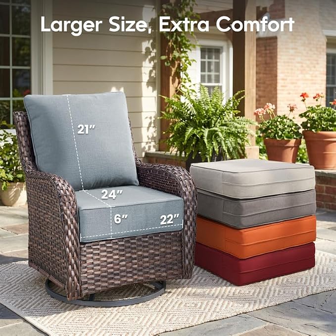 Luxury 22*24*6in Outdoor Patio Cushions, 2 Pieces Sky Blue Outdoor Cushion | 6'' Thick Outdoor Cushions, Water-Resistant, Reversible, Removable Cover, for Patio Chairs Sofa Couch Loveseat
