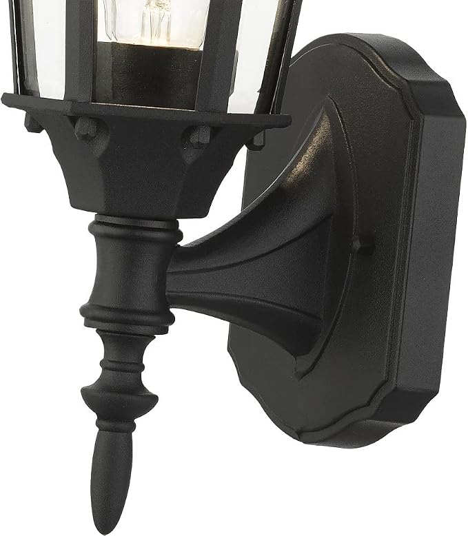 Livex Lighting 7551-14 Outdoor Wall Lantern with Clear Beveled Glass Shades, 16" x 6" x 16", Black