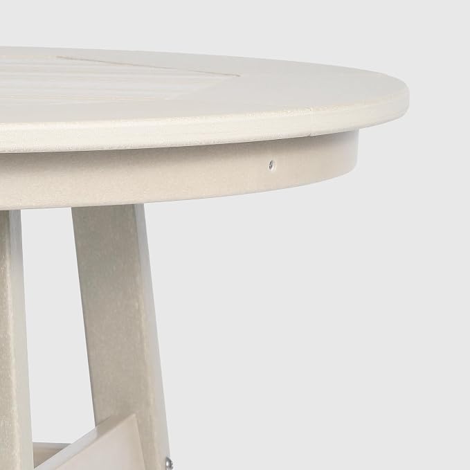 WestinTrends Malibu Outdoor 35" HDPE Round Patio Bar Height Table, Sand