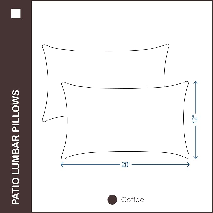 Indoor Outdoor Lumbar Pillows,Waterproof Outdoor Pillows Set of 2 for Patio Furniture,12×20 Inch,Coffee