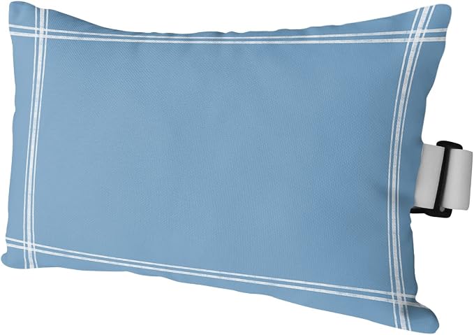T&H XHome Outdoor Pillow for Chaise Lounge Chair, Solid Color Dusty Blue Waterproof Headrest Pillow Lumbar Pillows with Insert & Adjustable Elastic Strap for Beach, Poolside, Patio, Office (1 Pack)