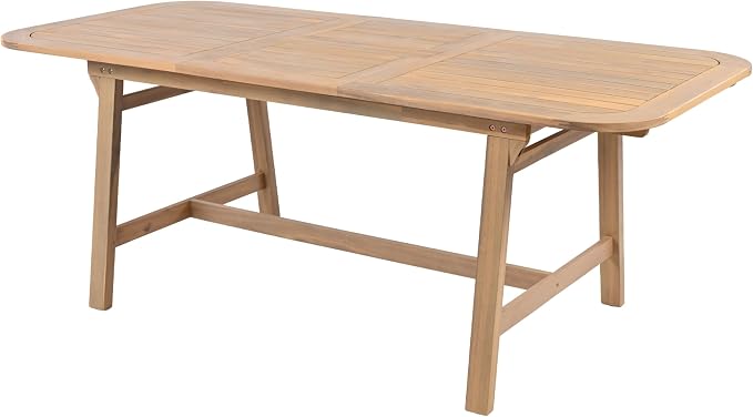 Christopher Knight Home Hawes Acacia Wood Extendable Dining Room Table for 4-6, Wooden Rectangular Extendable Dining Table, Solid Wood Farmhouse Outdoor Kitchen Table, Light Teak