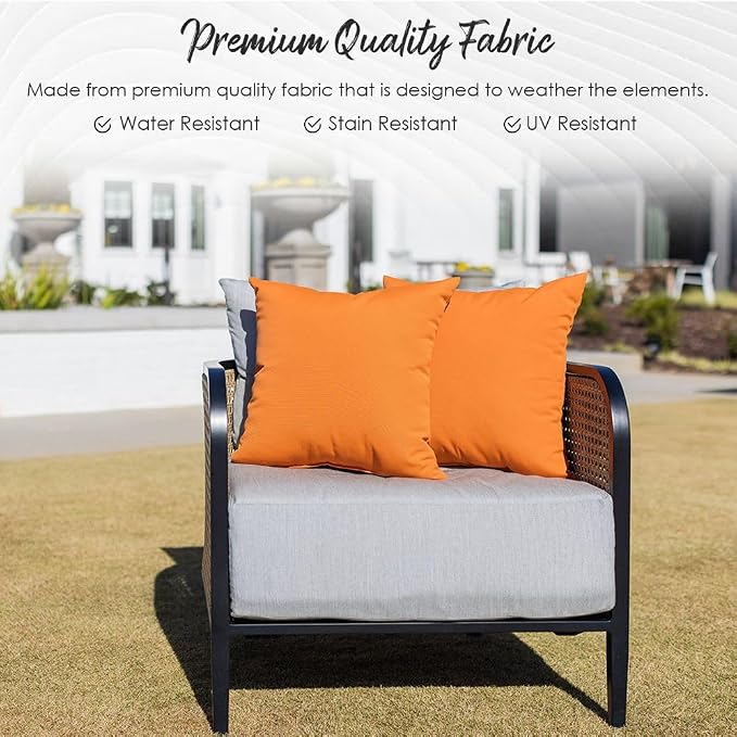 Lumbar Throw Pillows Set of 4 | 20" x 12" | All-Weather Spun Fabric | Water and Fade-Resistant | Outdoor Support Pillows for Patio Furniture | Covert Capri Blue Stripe