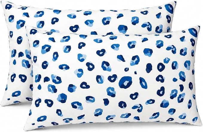 Outdoor Patio Lumbar Pillows, Pack of 2, 12"x20" | Fade Resistant Outdoor Waterproof Lumbar Pillow with Inners Decorative Garden Lumbar Cushions for Home Patio Terrace Sofa