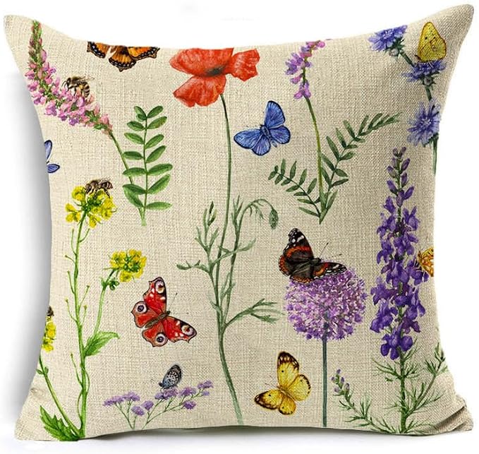 Outdoor Pillows Waterproof Spring Summer Pillow Covers 18x18 Inch Set of 4 Floral Farmhouse Throw Pillows Decorative Cushion Cases for Outdoor Couch Sofa Patio Furniture Home Decoration