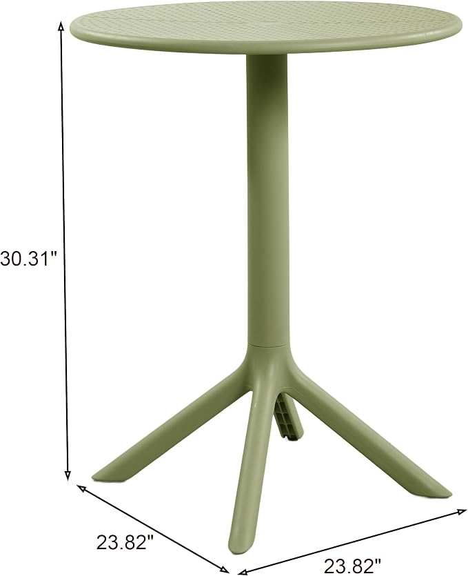 Christopher Knight Home Elshore Patio Bistro Table, Outdoor Plastic Round Table with Pedestal Base, Compact Bistro Table for Garden/Balcony/Poolside, Modern Coffee Table, Accent Table, Sage Green