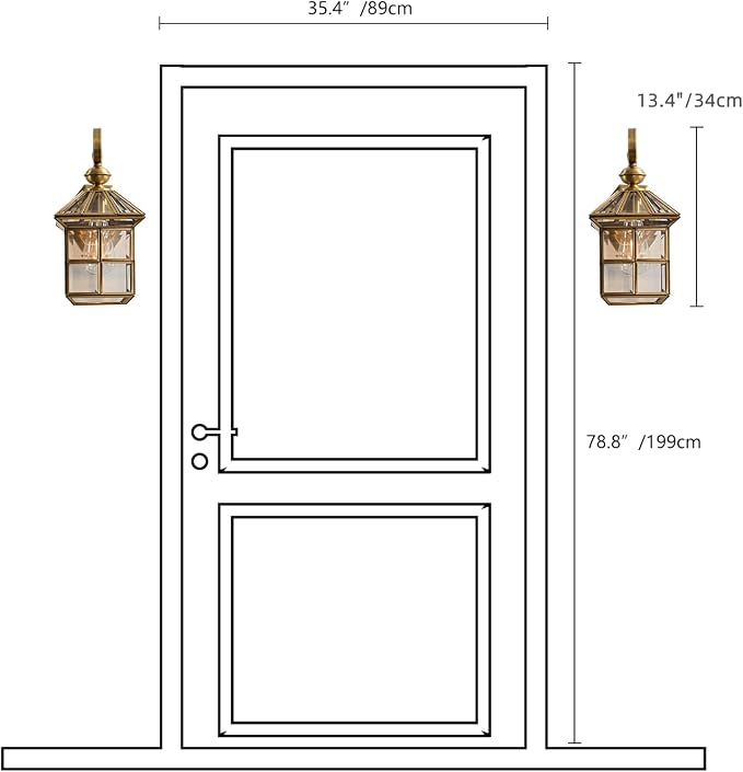 Milaii Copper Brass Outdoor Wall Lights,13.4" Exterior Lantern Light Fixture Waterproof Anti-Rust Wall Mount Lamp with Clear Glass E26 Socket Porch Light for Garage Entryway Patio Balcony