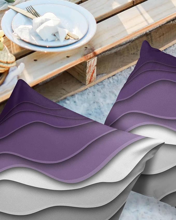Outdoor Pillows 20x20 Waterproof Outdoor Pillow Covers Lavender Prple Grey Ombre Polyester Throw Pillow Covers Garden Cushion Decorative Case for Patio Couch Decoration Set of 2 Gradual Texture