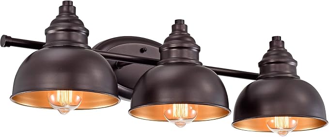 3 Light Bathroom Vanity Light, 7 Inch Oil Rubbed Bronze Wall Sconce Indoor, Modern Metal Wall Lights for Bathroom Bath Bedroom