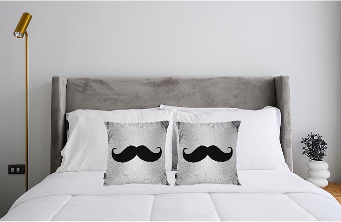 Swono Mustache Set of 2 Square 18x18 Inch Throw Pillow Cover Grunge Hipster Mustache Black Soft Pillowcases Pillow Cushion Covers for Home Sofa Couch Garden Bench Living Room Car Decoration