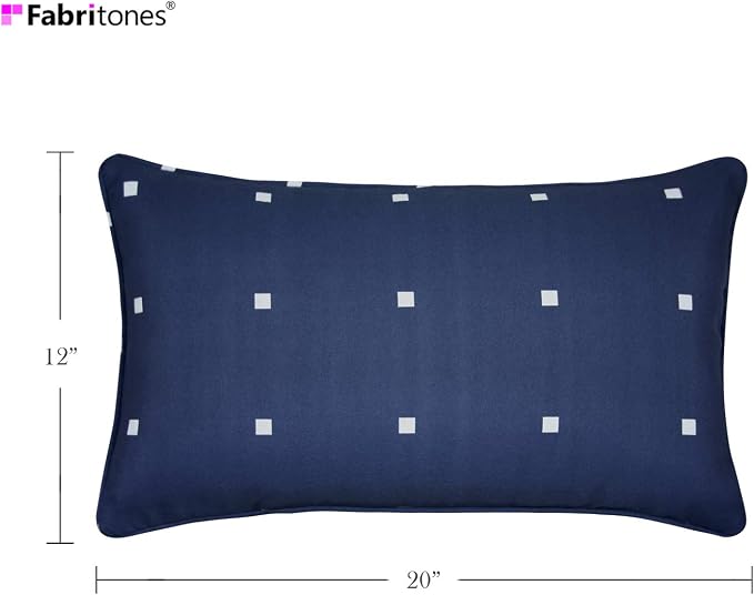 Pack of 2 Outdoor Waterproof Decorative Lumbar Pillows Covers for Patio Furniture, 20x12 Inch Fade Resistant Patio Garden Lumbar Cushion Covers for Couch Bed Sofa, Polka Dot Navy