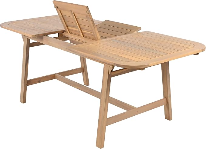 Christopher Knight Home Hawes Acacia Wood Extendable Dining Room Table for 4-6, Wooden Rectangular Extendable Dining Table, Solid Wood Farmhouse Outdoor Kitchen Table, Light Teak