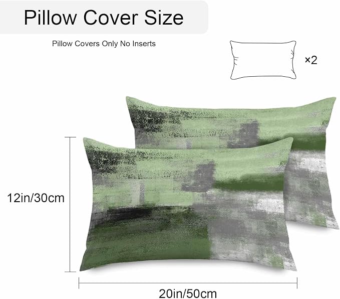 Green Ombre Waterproof Outdoor Pillow Covers Set of 2 Home Decor, Farmhouse Abstract Mottled Texture Art Pillowcase Patio Pillow Covers for Couch Bench Furniture Garden 20x12in