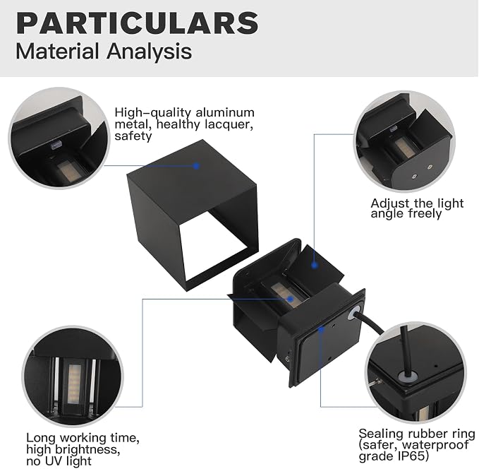 20W 3CCT Adjustable Up and Down LED Wall Sconce 2 Pack | Black IP65 waterproof ETL certified 1300LM Exterior/Interior Lighting Fixtures for porches & patios