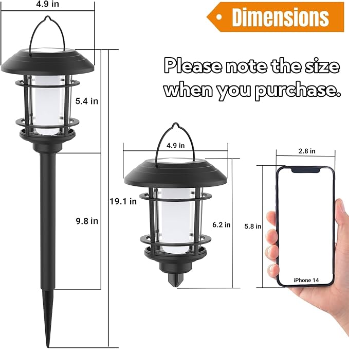 Dynaming 6 Pack Solar Flame Torch Lights Outdoor, Halloween Dual Use Flickering Flame Garden Light, Christmas Hanging Lanterns, Auto On/Off & Waterproof Lighting for Lawn Patio Yard Walkway Driveway