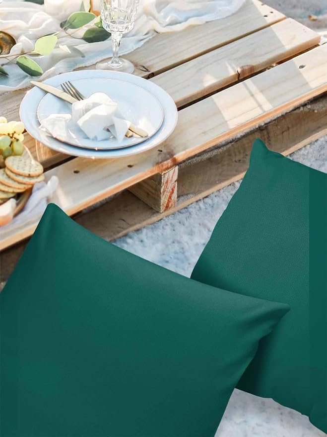 Outdoor Waterproof Throw Pillow Covers Set of 2 Aventurine Green Pillowcases 16x16 Inches Simple Style Patio Decorative Pillows Cushion Case Patio Pillows for Couch Bed Chair Garden