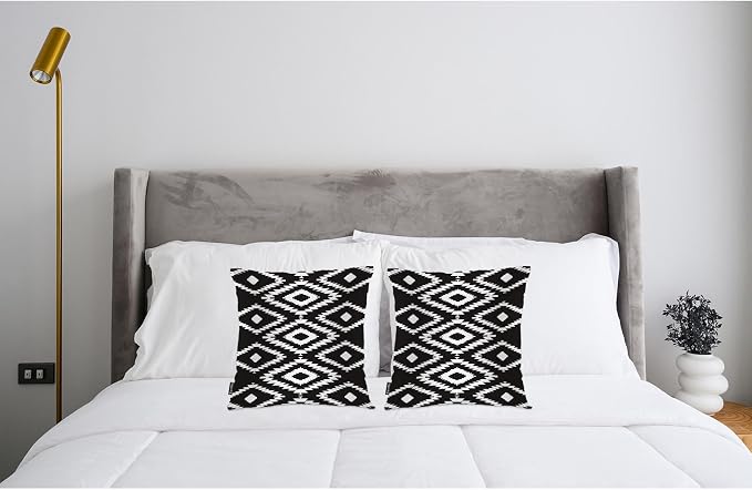 Swono Geometric Throw Pillow Cases, Navajo Style Trial Black White Zigzag Set of 2 Decorative Throw Pillow Cover, Square Pillow Cushion Case Home Decor for Sofa Couch Bed Car 18x18 Inches