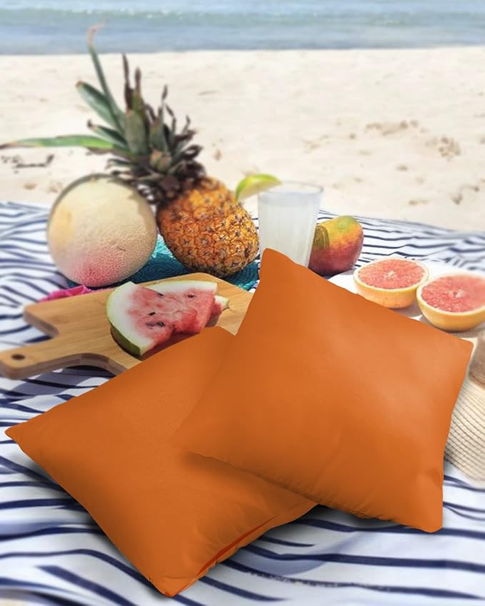 Outdoor Waterproof Pillow Covers for Patio Furniture Bright Orange Decorative Throw Pillow Cover Solid Color Pillowcases Set of 2 Cushion Case for Sofa Couch Chair Home Decor 20x20 inch x 2pcs