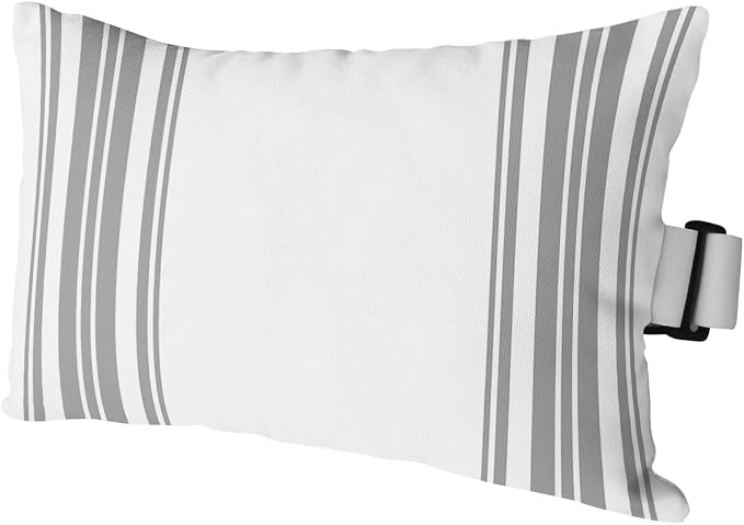 Outdoor Pillows Covers with Inserts Colorful Stripes Gray Wood Texture White Waterproof Recliner Pillow with Adjustable Strap Throw Pillows for Patio Furniture Pool Lounge Chair, 12x20 inch, 1PCS