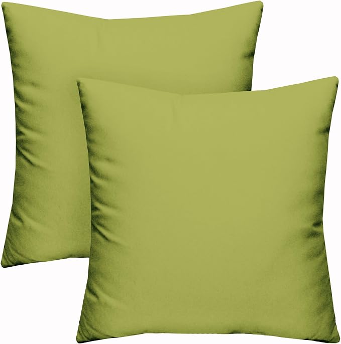 RSH DECOR Square Throw Pillows Set of 2, 17" x 17", Outdoor Pillows Waterproof, Patio Furniture Pillow, Decorative Outdoor Throw Pillow, Spun Polyester, Kiwi Green, Made in USA